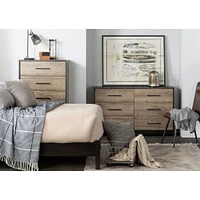 5-Drawer Chest - Londen Rubbed Black and Weathered Oak