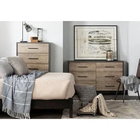 6-Drawer Double Dresser - Londen Rubbed Black and Weathered Oak