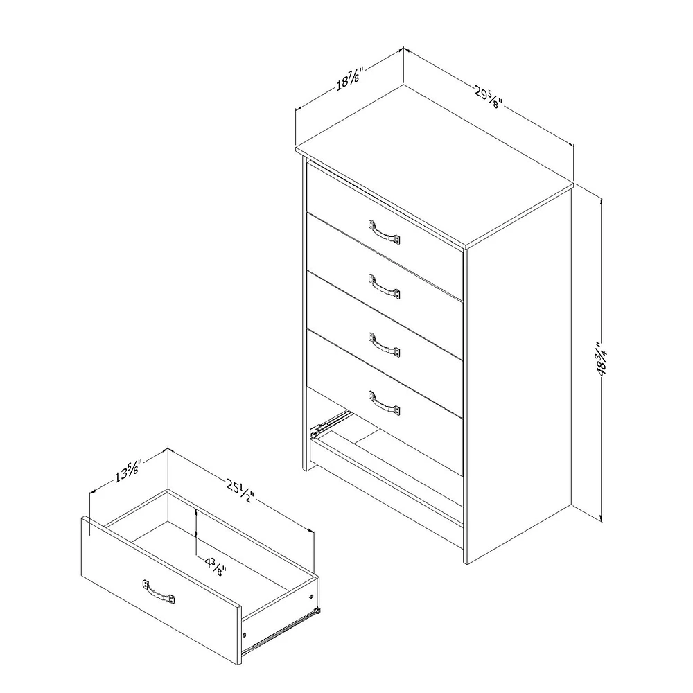 Commode 5 Tiroirs - Tassio Chêne vieilli