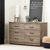 Commode Double 6 Tiroirs - Tassio Chêne vieilli