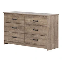 Commode Double 6 Tiroirs - Tassio Chêne vieilli