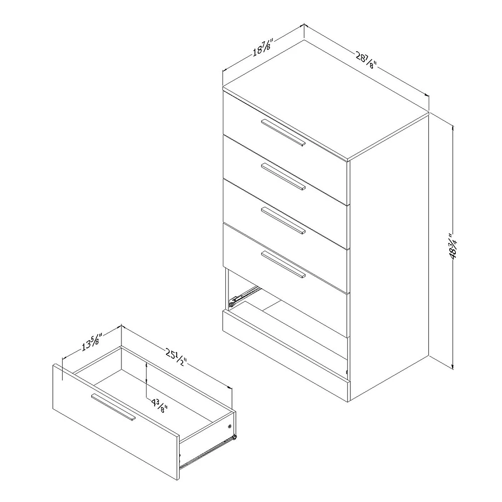 Commode 5 Tiroirs - Step One Essential Chêne gris