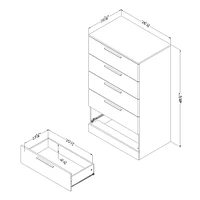 Commode 5 Tiroirs - Step One Essential Chêne gris