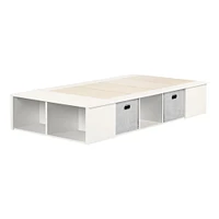 Twin Platform Bed with Baskets Flexible - Pure White