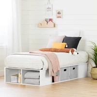 Twin Platform Bed with Baskets Flexible - Pure White