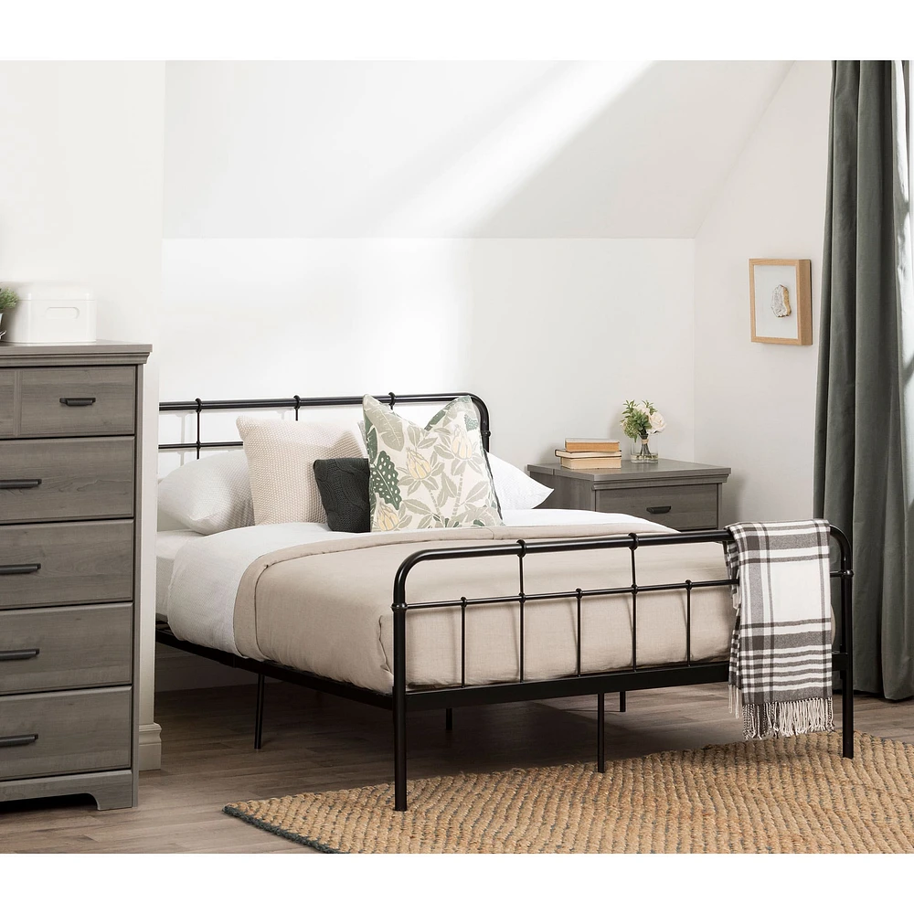 Metal Platform Double Bed - Versa Pure Black