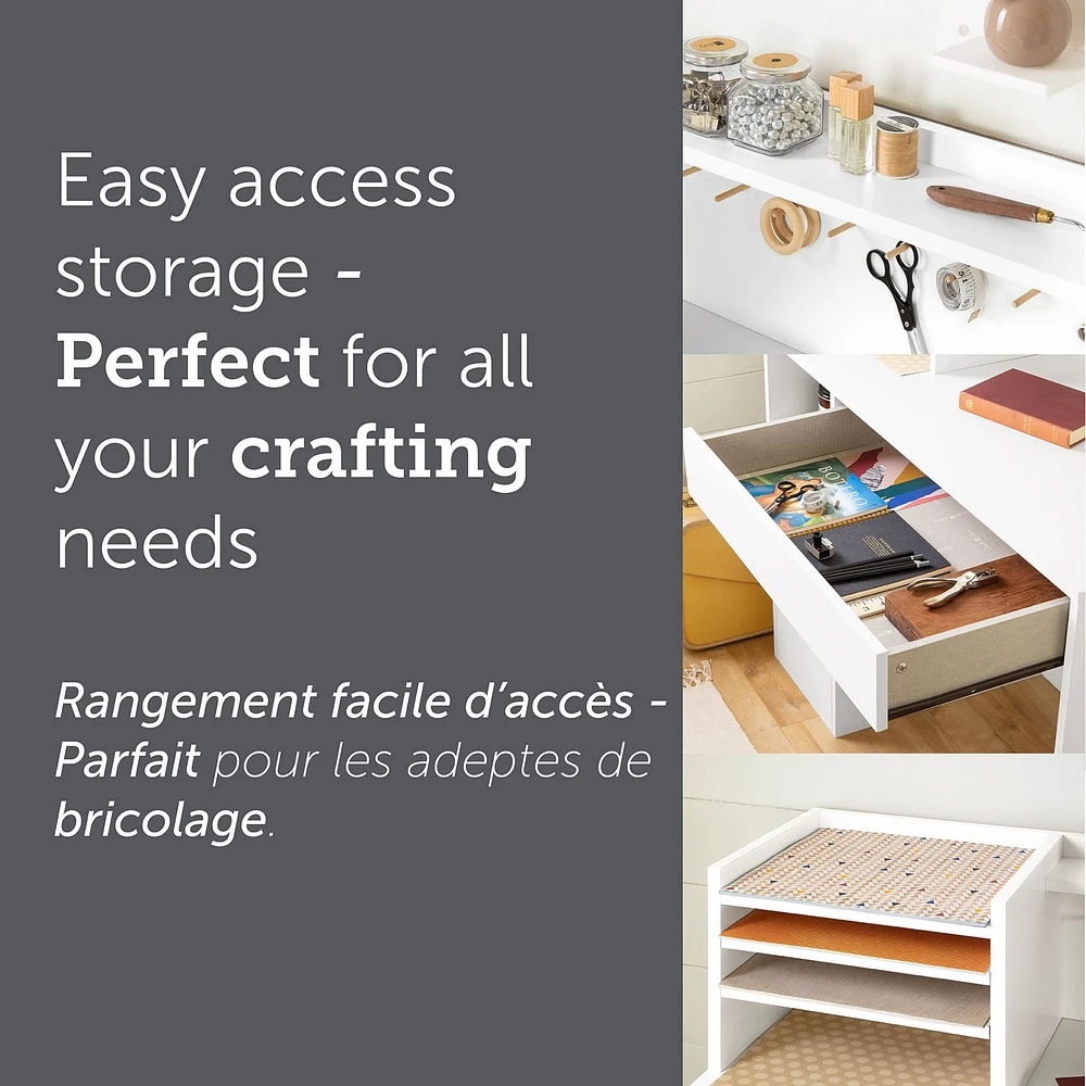 Craft Table with Hutch - Crea Pure White