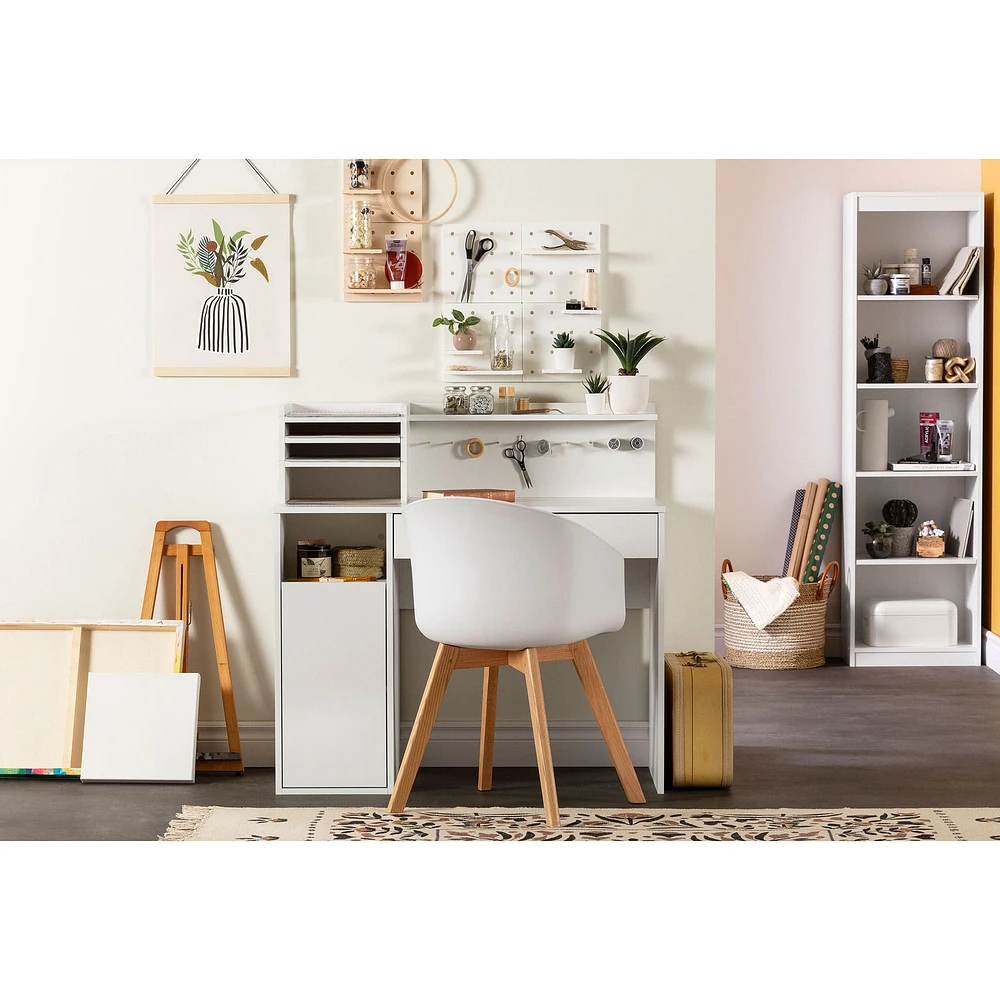 Craft Table with Hutch - Crea Pure White