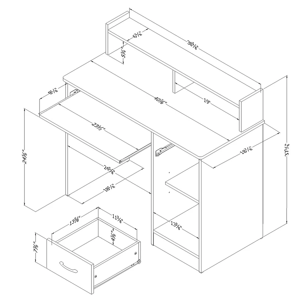 Table de Travail avec Rangement - Axess Chêne Vieilli