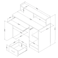 Table de Travail avec Rangement - Axess Chêne Vieilli