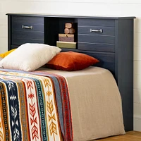 Twin Bed Bookcase Headboard with Sliding Doors - Blueberry