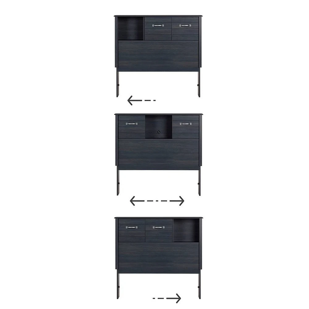 Twin Bed Bookcase Headboard with Sliding Doors - Blueberry