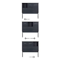Twin Bed Bookcase Headboard with Sliding Doors - Blueberry