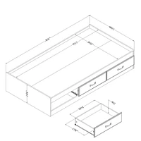 Lit Simple avec 3 Tiroirs de Rangement Asten - Myrtille