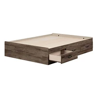 Asten Double Bed with 3 Storage Drawers - Fall Oak