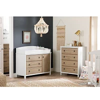 Cotton Candy Changing Table with Station - Pure White / Rustic Oak