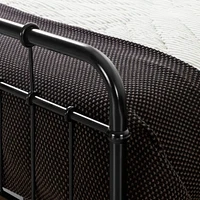 Hankel Lit Plateforme Double Complet avec Pied et Tête de Lit en Métal - Noir Solide