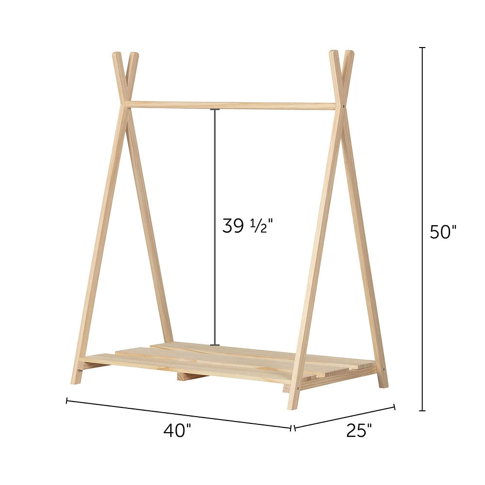 Sweedi Scandinavian Clothes Rack for Kids - Natural Pine