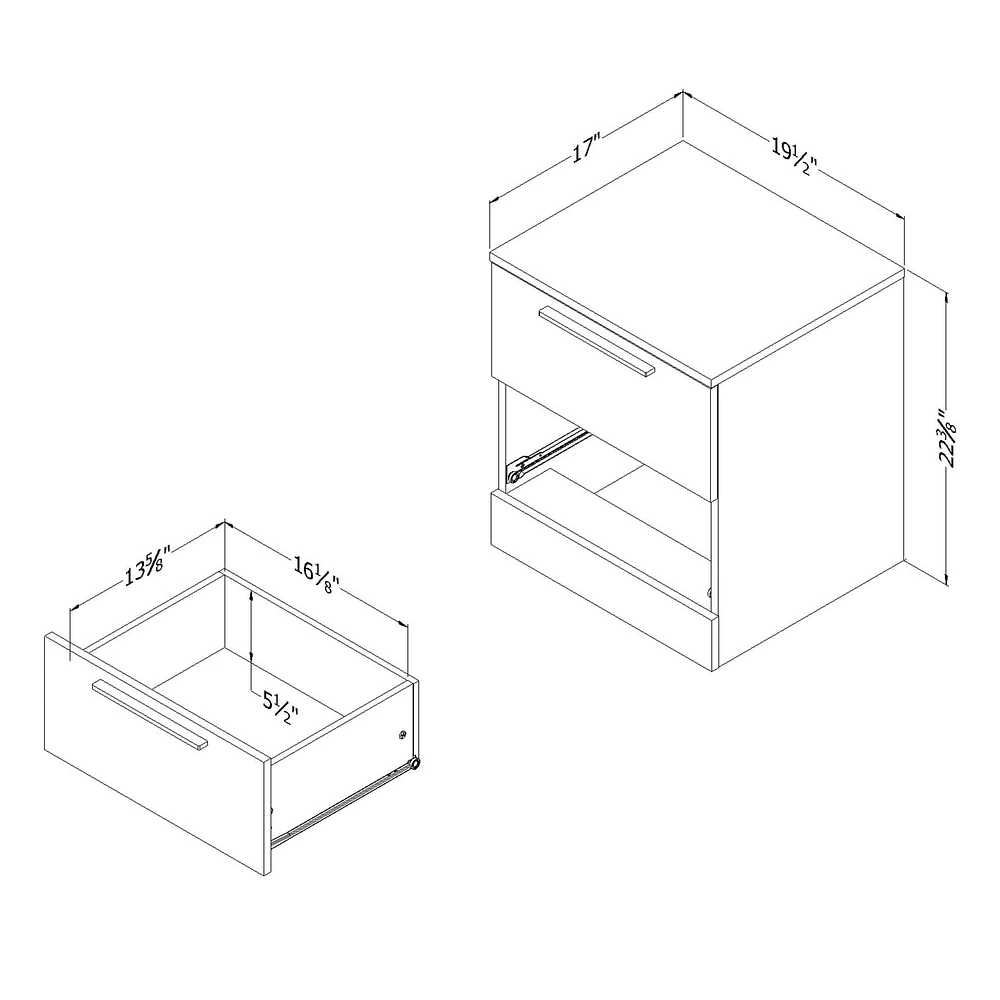 2-Drawer Nightstand - Step One Essential Winter Oak