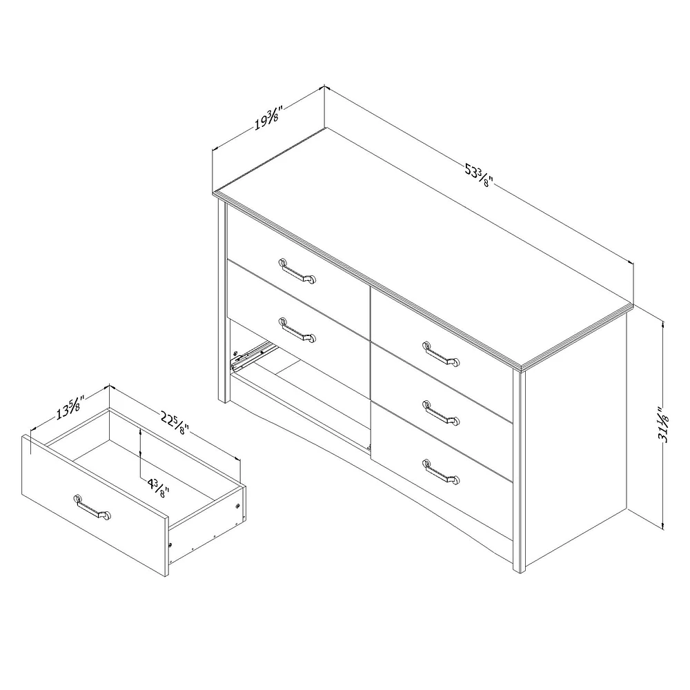 6-Drawer Double Dresser - Helson Seaside Pine