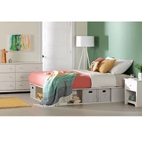 Lit Grand Plateforme avec Paniers - Flexible Blanc Solide