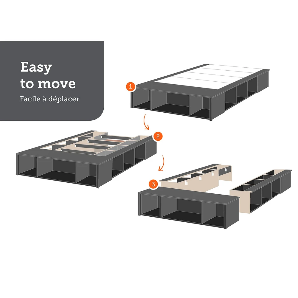 Lit Grand Plateforme avec Paniers - Flexible Blanc Solide