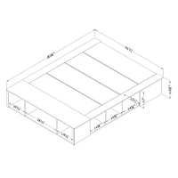 Lit Grand Plateforme avec Paniers - Flexible Blanc Solide