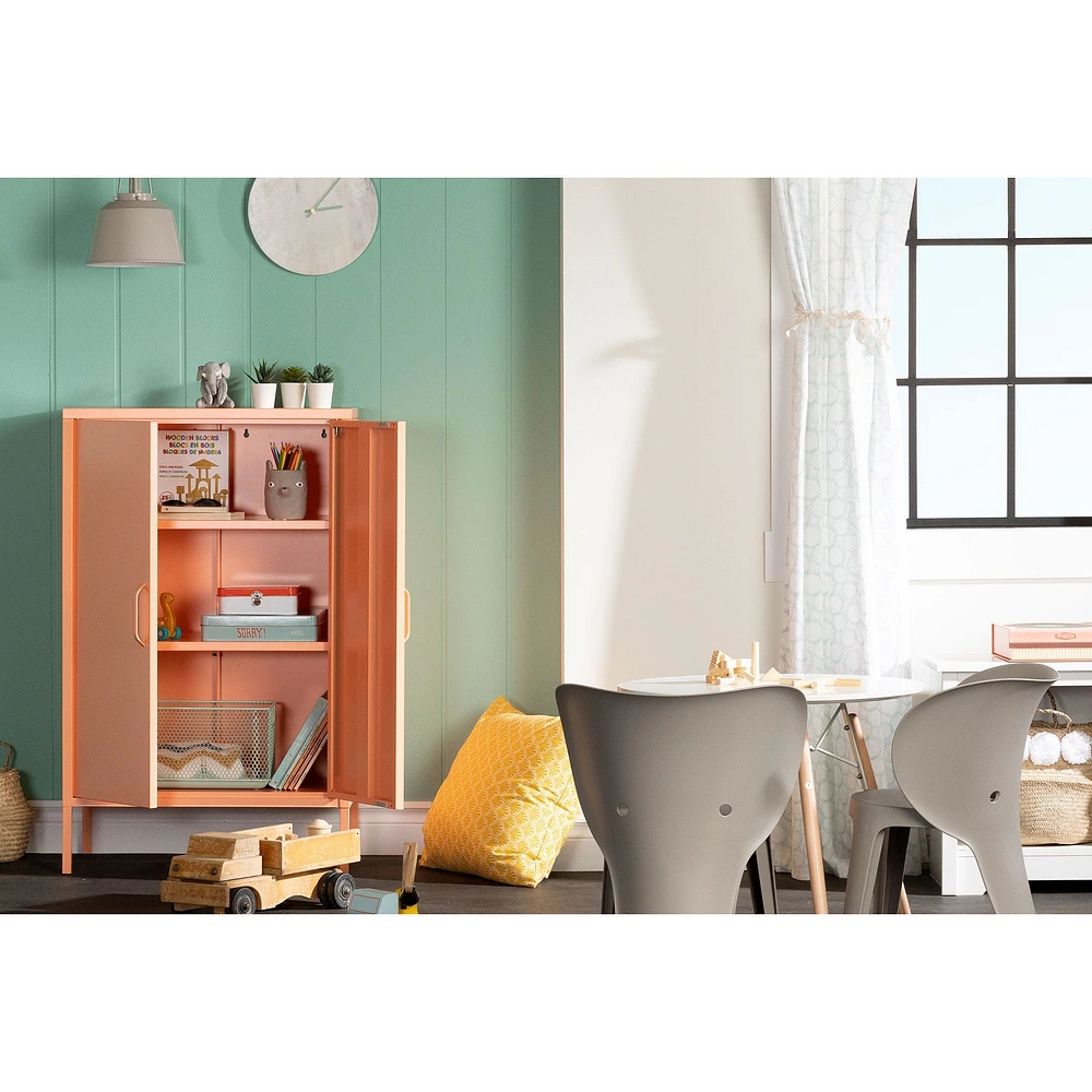 Metal 2-door Accent Cabinet Crea - Pale Orange