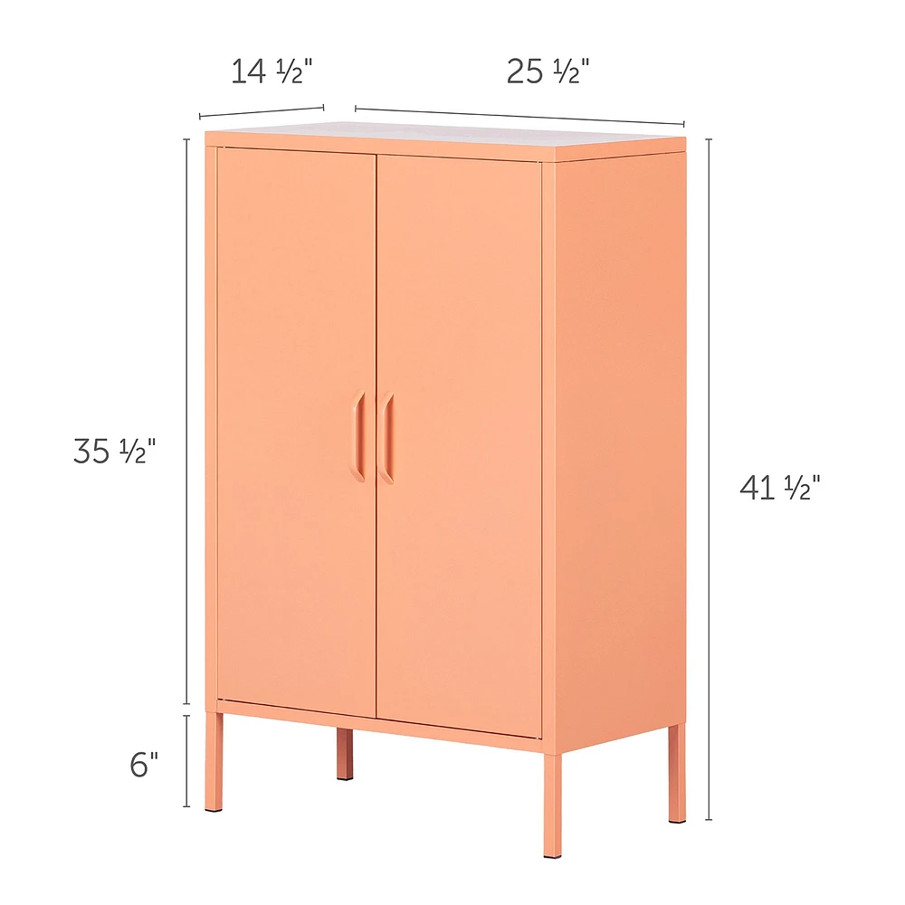 Metal 2-door Accent Cabinet Crea - Pale Orange