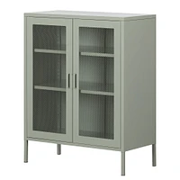 Meuble de Rangement avec Portes Grillagées en Métal Crea - Vert Sauge