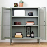 Meuble de Rangement avec Portes Grillagées en Métal Crea - Vert Sauge