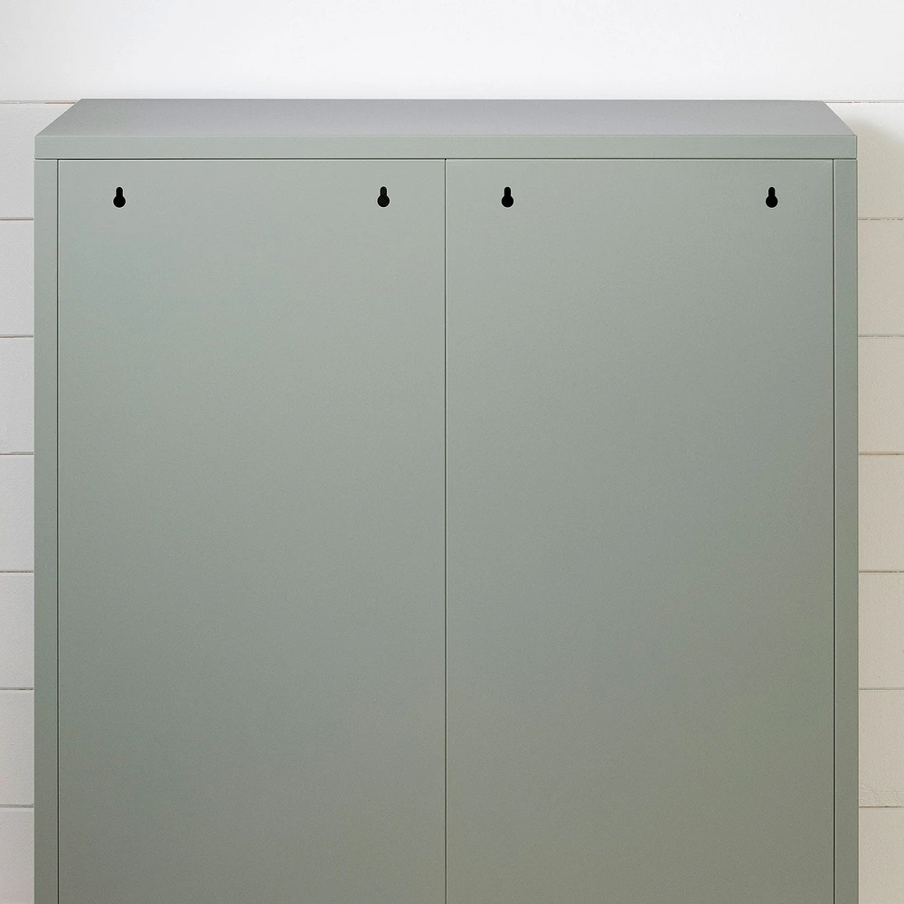 Meuble de Rangement avec Portes Grillagées en Métal Crea - Vert Sauge