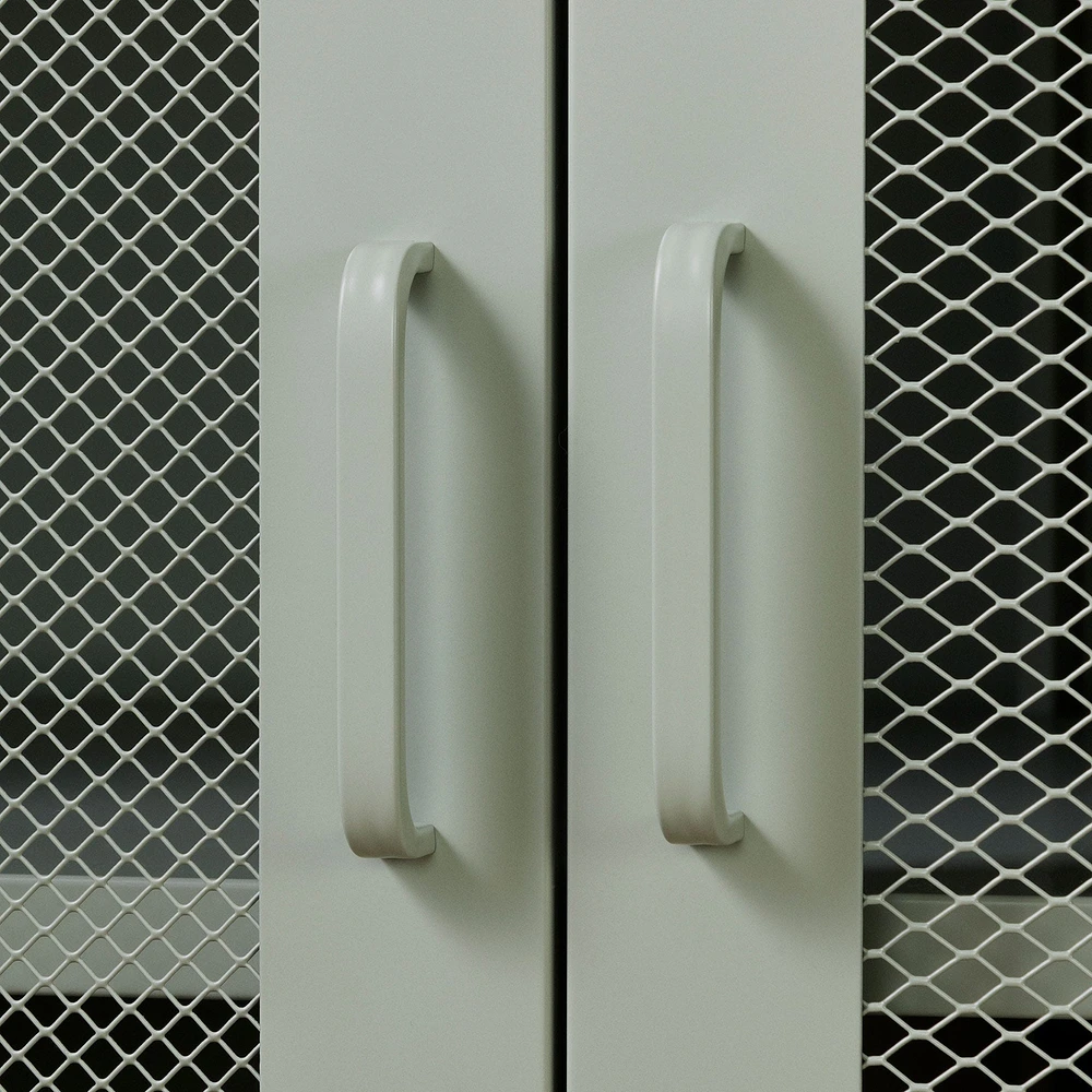 Meuble de Rangement avec Portes Grillagées en Métal Crea - Vert Sauge