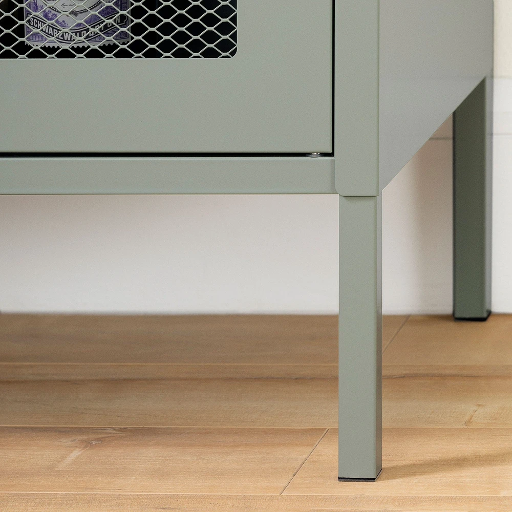 Meuble de Rangement avec Portes Grillagées en Métal Crea - Vert Sauge