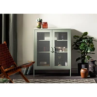 Meuble de Rangement avec Portes Grillagées en Métal Crea - Vert Sauge
