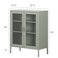 Meuble de Rangement avec Portes Grillagées en Métal Crea - Vert Sauge