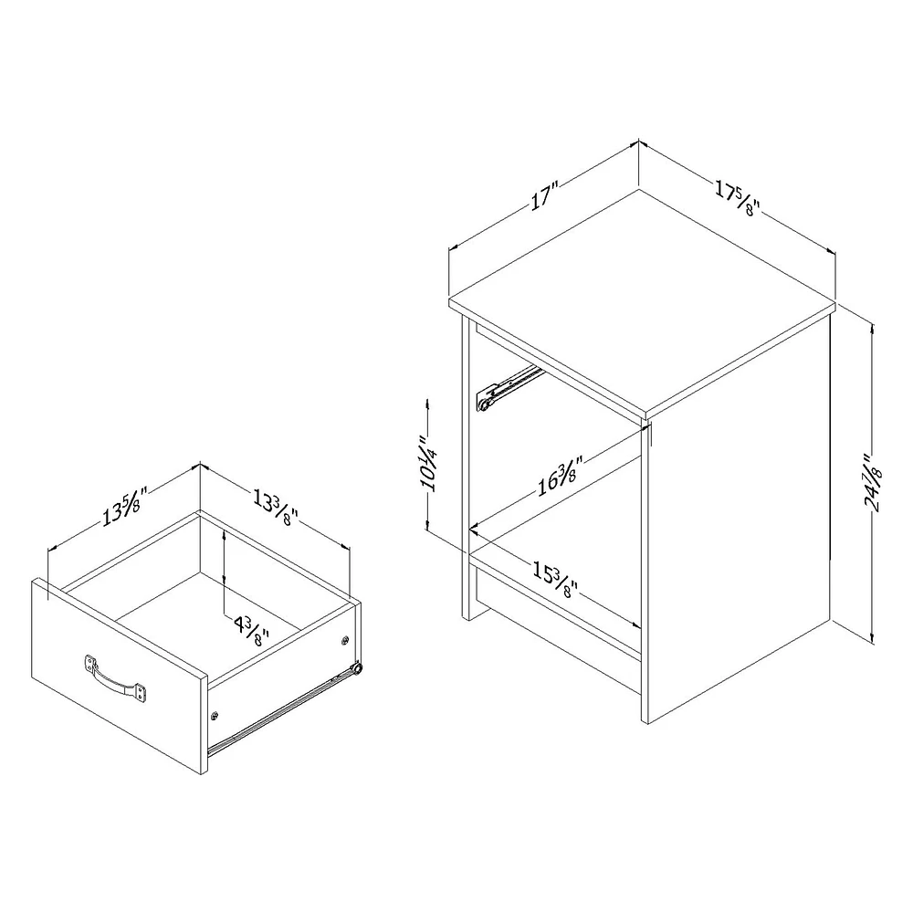 1-Drawer Nightstand - Tassio Nordik Oak