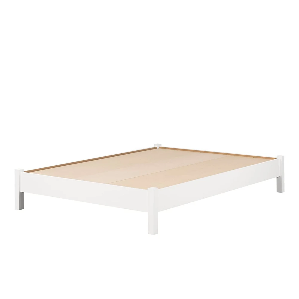 Lit Plateforme Double sur Pattes Munich - Blanc Solide
