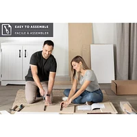 Lit Plateforme Double sur Pattes Munich - Blanc Solide