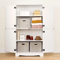 Armoire de Rangement avec 4 Portes - Farnel Blanc Solide