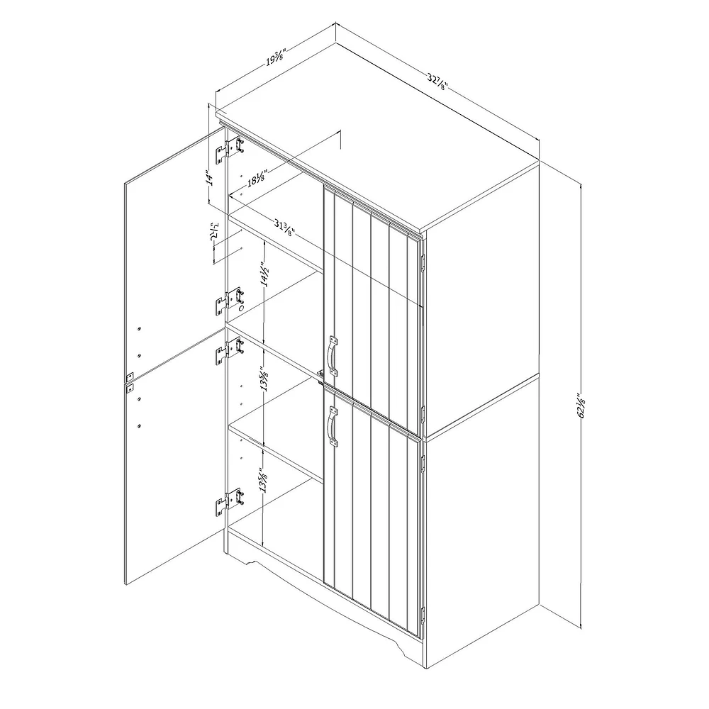 Armoire de Rangement avec 4 Portes - Farnel Blanc Solide
