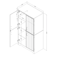 Armoire de Rangement avec 4 Portes - Farnel Blanc Solide