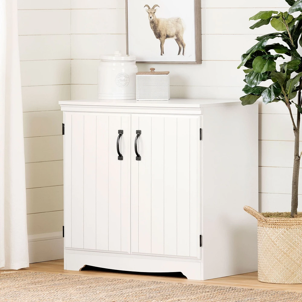 Armoire de Rangement avec 2 Portes - Farnel Blanc Solide