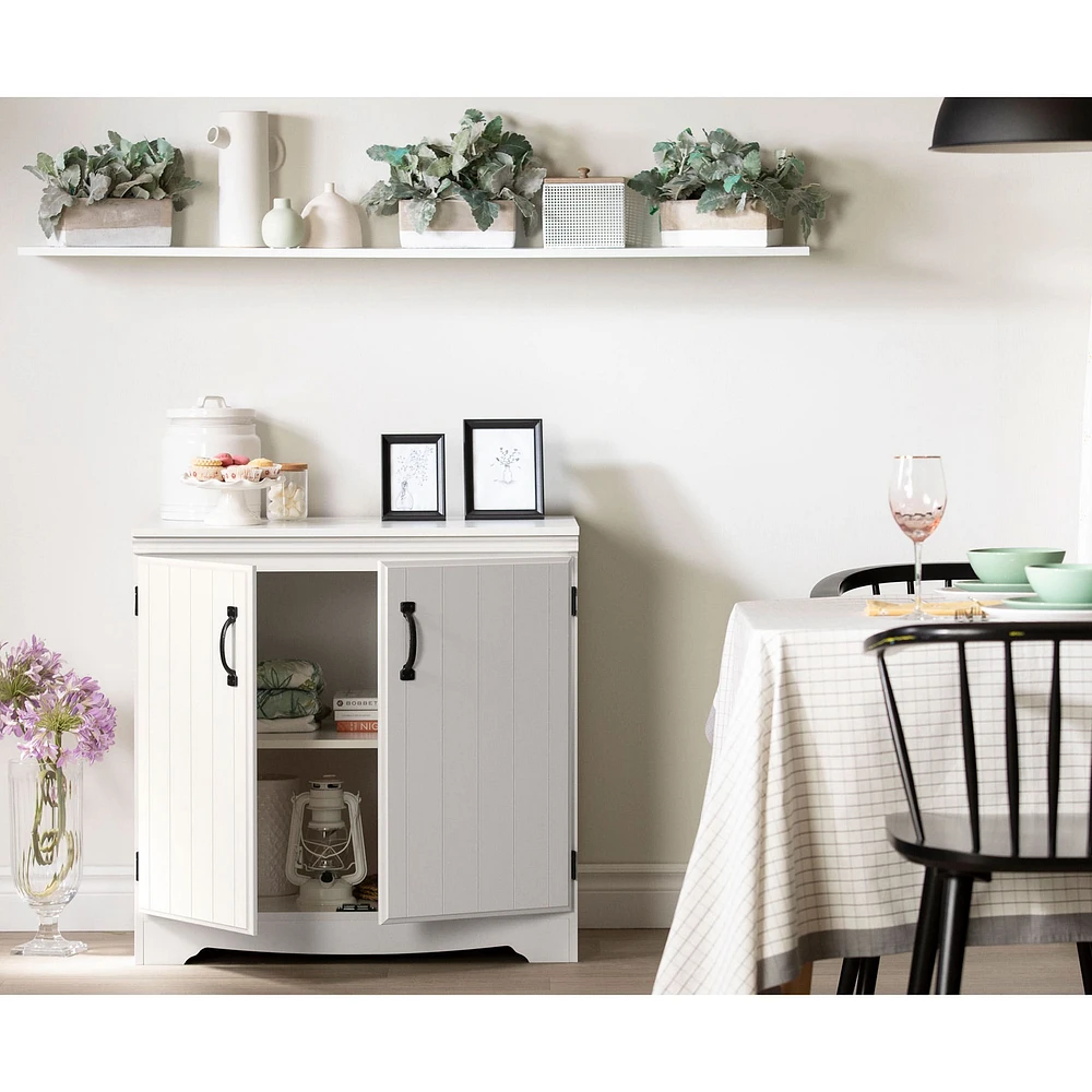 Armoire de Rangement avec 2 Portes - Farnel Blanc Solide