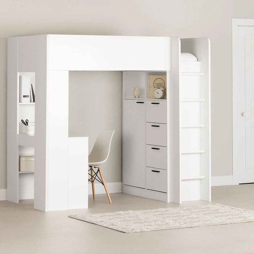 Loft Bed with Desk - Logik Pure White