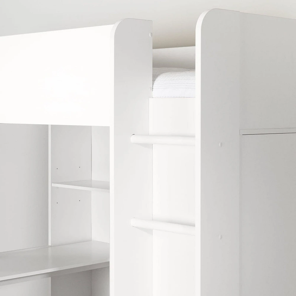 Loft Bed with Desk - Logik Pure White