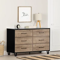 6 Drawers Dresser - Arlen Weathered Oak and Matte Black