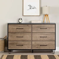 6 Drawers Dresser - Arlen Weathered Oak and Matte Black