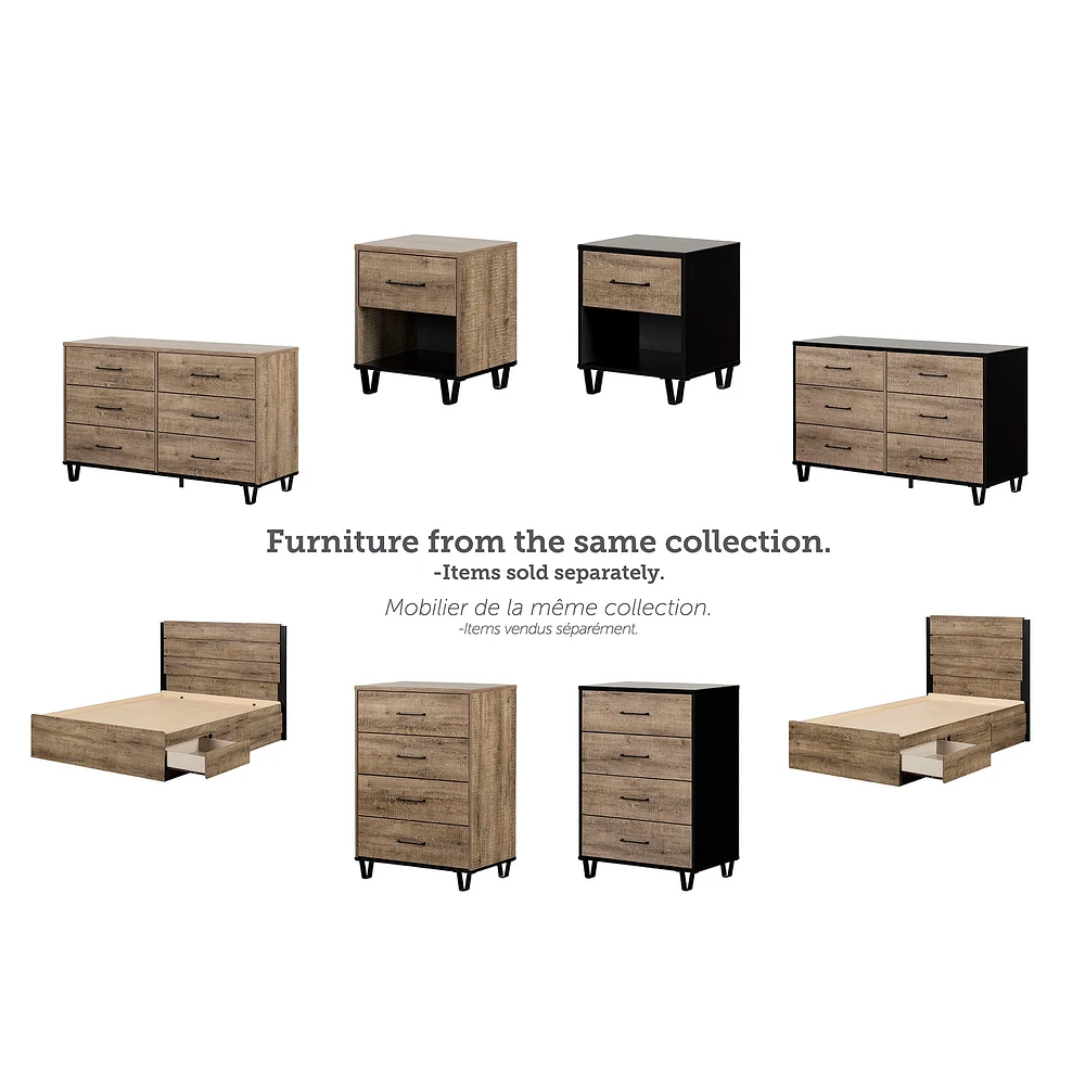 6 Drawers Dresser - Arlen Weathered Oak and Matte Black
