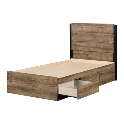 Twin Bed and Headboard Set - Arlen Weathered Oak